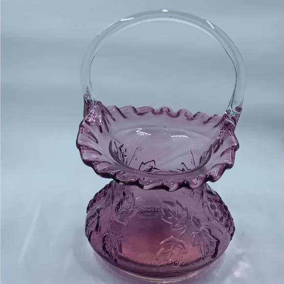 Art Glass Ruffle Basket with Grape design - Picture 2 of 7